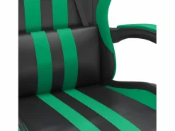 Clicnbuy Silla gaming con reposapiés cuero sintético verde Negro Clearance