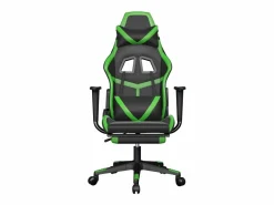 Clicnbuy Silla gaming con reposapiés cuero sintético verde Negro Sale
