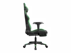 Clicnbuy Silla gaming con reposapiés cuero sintético verde Negro Sale