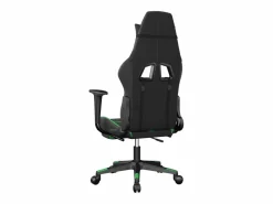 Clicnbuy Silla gaming con reposapiés cuero sintético verde Negro Sale