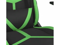 Clicnbuy Silla gaming con reposapiés cuero sintético verde Negro Sale
