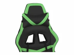 Clicnbuy Silla gaming con reposapiés cuero sintético verde Negro Sale