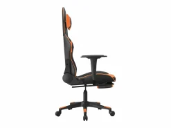 Clicnbuy Silla gaming con reposapiés cuero sintético naranja Negro Discount