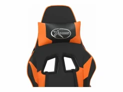 Clicnbuy Silla gaming con reposapiés cuero sintético naranja Negro Discount