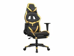 Silla gaming con reposapiés cuero sintético dorado^Clicnbuy Discount