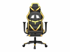Silla gaming con reposapiés cuero sintético dorado^Clicnbuy Discount