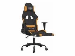 Clicnbuy Silla gaming con reposapiés tela y naranja Negro Discount