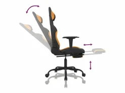 Clicnbuy Silla gaming con reposapiés tela y naranja Negro Discount