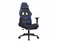vidaxl Silla gaming con reposapiés cuero sintético negro Azul Hot