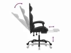 Silla gaming con reposapiés cuero sintético negro^vidaxl Outlet