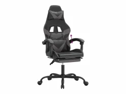 Silla gaming con reposapiés cuero sintético negro^vidaxl Outlet