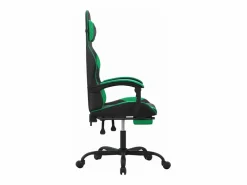 Clicnbuy Silla gaming con reposapiés cuero sintético verde Negro Online