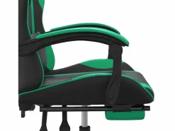 Clicnbuy Silla gaming con reposapiés cuero sintético verde Negro Online