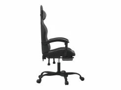Clicnbuy Silla gaming con reposapiés cuero sintético gris Negro New