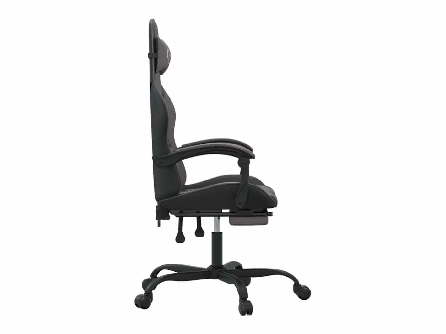Clicnbuy Silla gaming con reposapiés cuero sintético gris Negro New