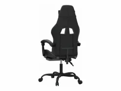 Clicnbuy Silla gaming con reposapiés cuero sintético gris Negro New