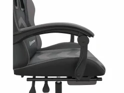 Clicnbuy Silla gaming con reposapiés cuero sintético gris Negro New