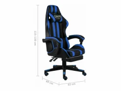 vidaxl Silla Gaming|Silla gaming con reposapiés cuero sintético negro y