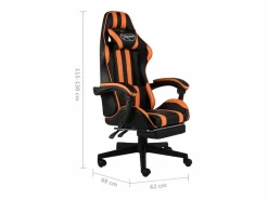 vidaxl Silla gaming con reposapiés cuero sintético negro y Naranja Outlet