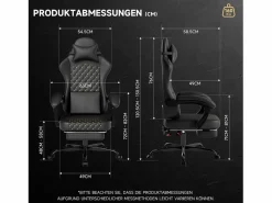 Silla gaming con reposapiés - asiento regulable en altura - silla de oficina - negra Negro Hot