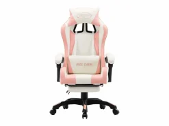 Silla gaming con reposapiés cuero sintético y blanco^vidaxl Best