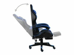 Silla gaming con reposapiés cuero sintético negro y^Clicnbuy Sale