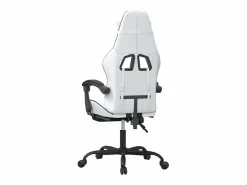 Clicnbuy Silla gaming con reposapiés cuero sintético negro Blanco Sale