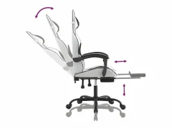 Clicnbuy Silla gaming con reposapiés cuero sintético negro Blanco Sale