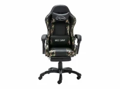 vidaxl Silla gaming con reposapiés cuero sintético y camuflaje Negro Best
