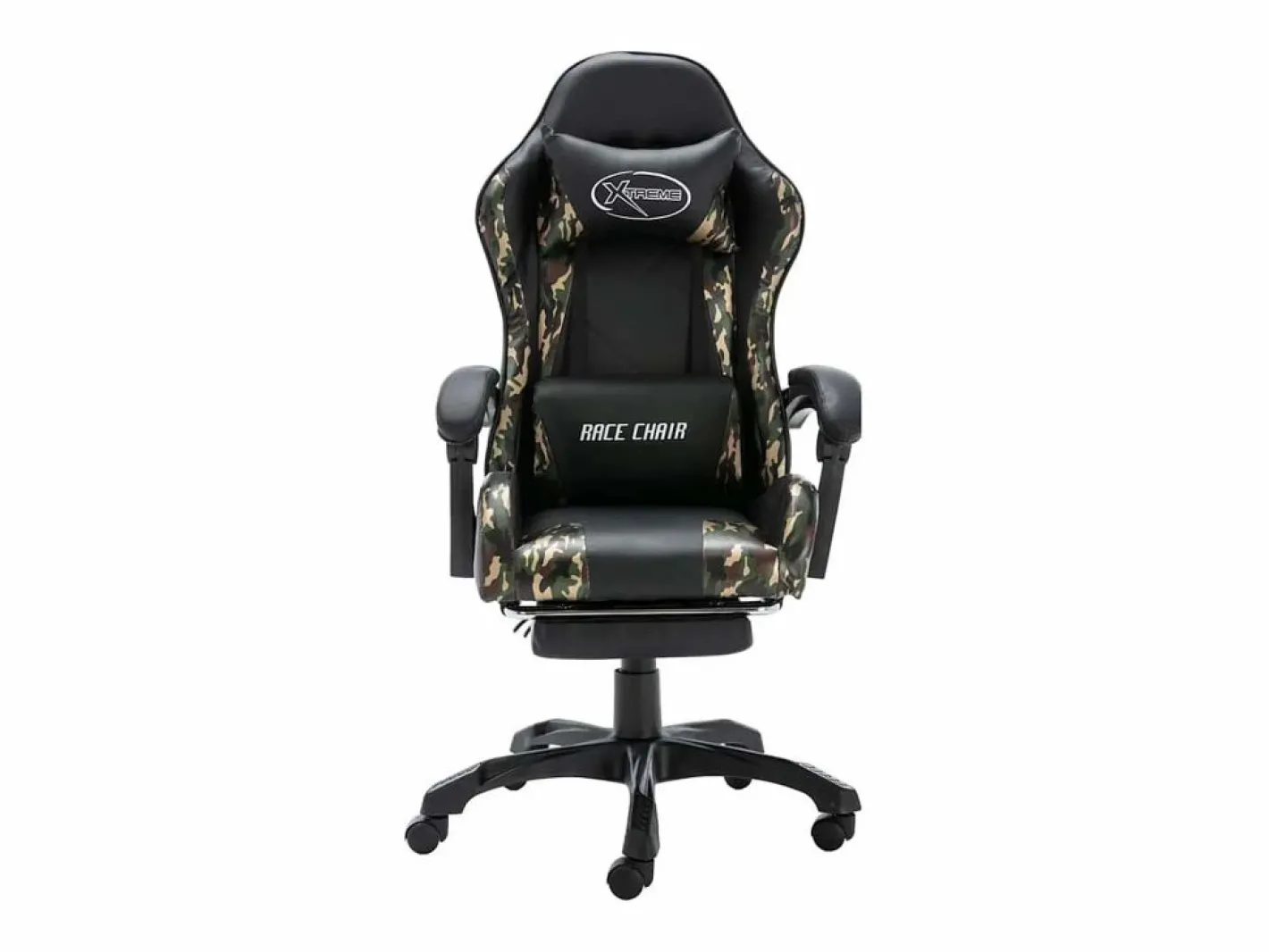 vidaxl Silla gaming con reposapiés cuero sintético y camuflaje Negro Best
