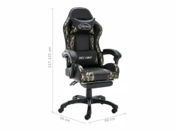 vidaxl Silla gaming con reposapiés cuero sintético y camuflaje Negro Best