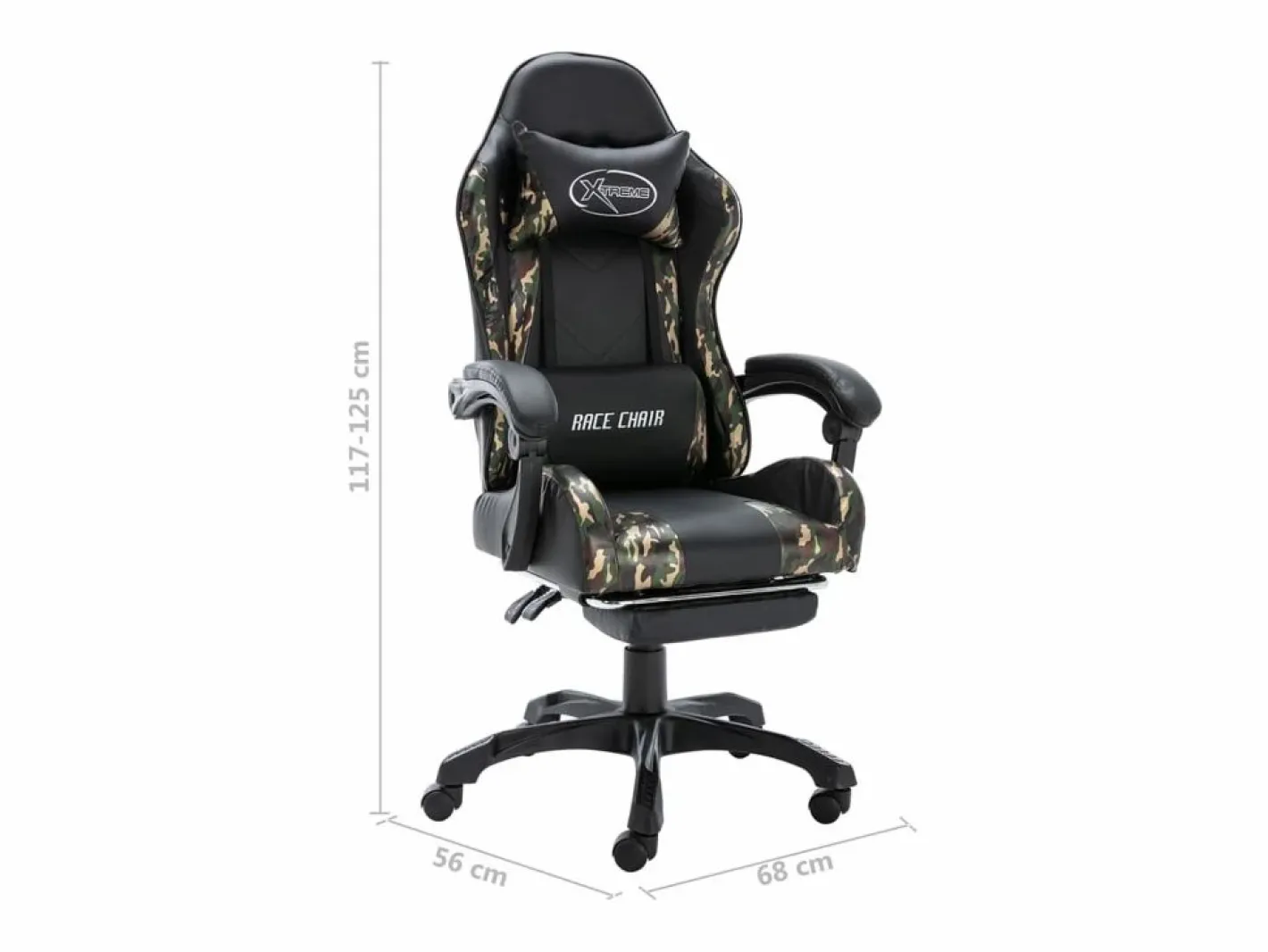 vidaxl Silla gaming con reposapiés cuero sintético y camuflaje Negro Best