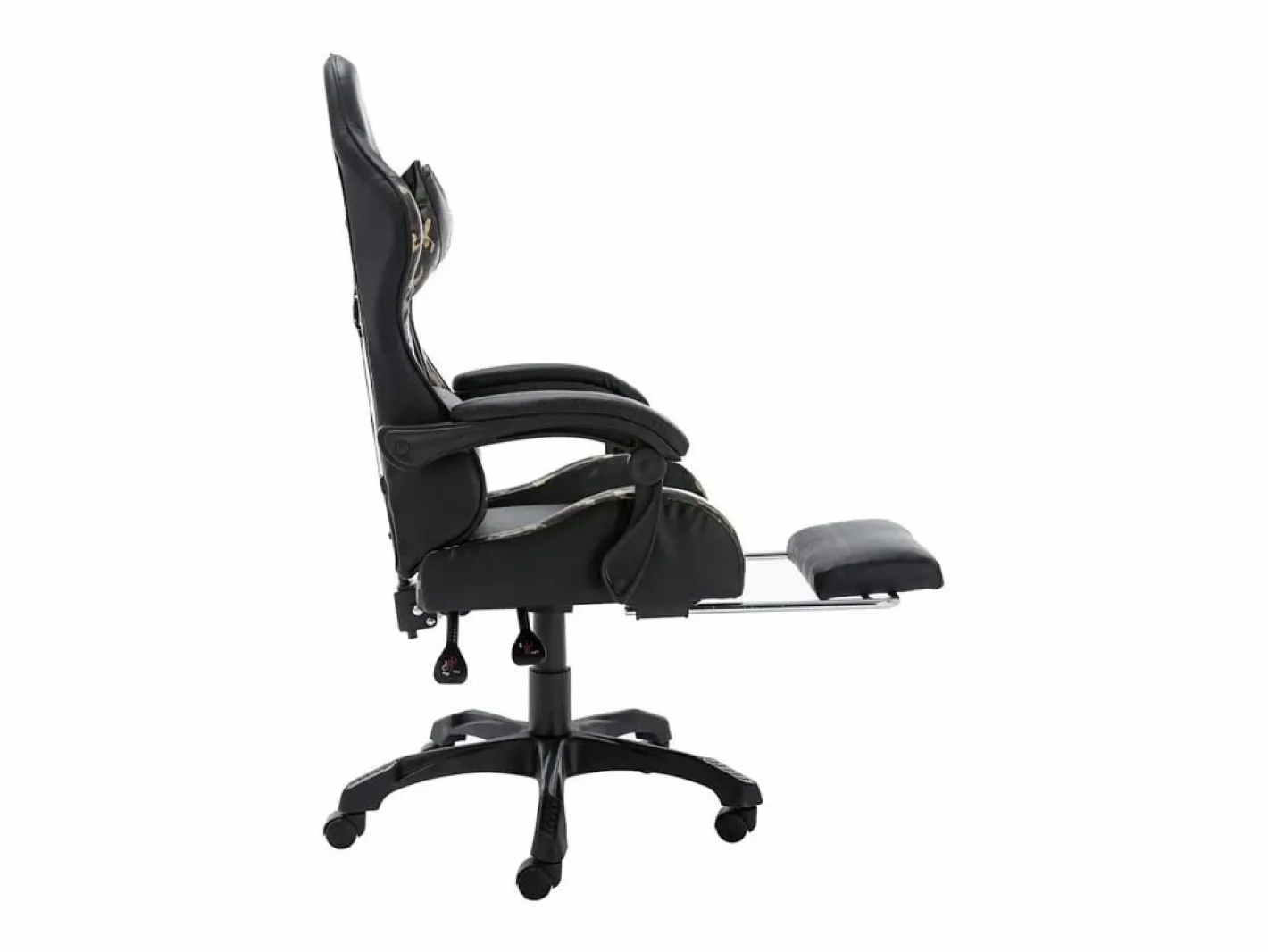vidaxl Silla gaming con reposapiés cuero sintético y camuflaje Negro Best