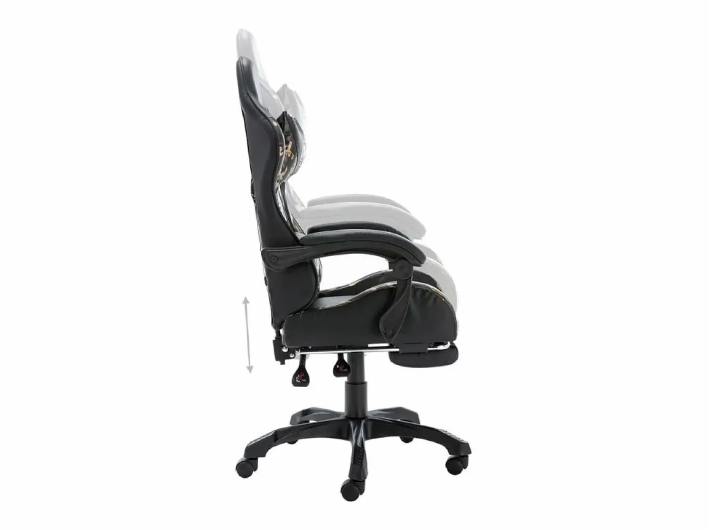 vidaxl Silla gaming con reposapiés cuero sintético y camuflaje Negro Best