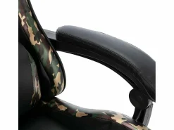 vidaxl Silla gaming con reposapiés cuero sintético y camuflaje Negro Best