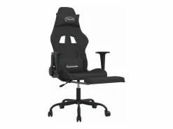Clicnbuy Silla gaming con reposapiés tela Negro Sale