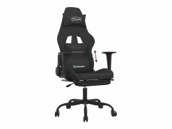Clicnbuy Silla gaming con reposapiés tela Negro Sale