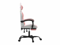 vidaxl Silla Gaming|Silla gaming con reposapiés cuero sintético blanco y