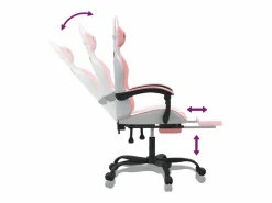 vidaxl Silla Gaming|Silla gaming con reposapiés cuero sintético blanco y
