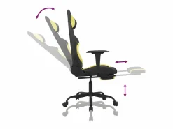 Clicnbuy Silla gaming con reposapiés tela verde claro y Negro Clearance