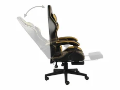 Clicnbuy Silla gaming con reposapiés cuero sintético negro y Dorado Hot