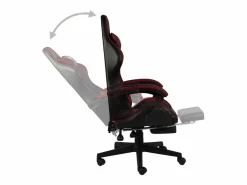 Silla gaming con reposapiés cuero sintético negro y tinto^Clicnbuy Best
