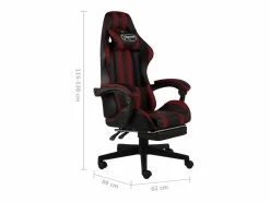 Silla gaming con reposapiés cuero sintético negro y tinto^Clicnbuy Best