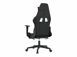 Clicnbuy Silla gaming con reposapiés cuero sintético rojo tinto Negro Outlet