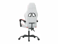 vidaxl Silla gaming cuero sintético blanco y Rosa New