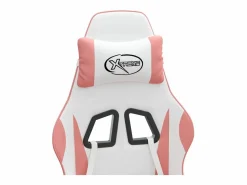 vidaxl Silla gaming cuero sintético blanco y Rosa New