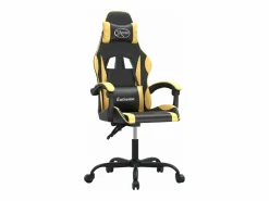 Clicnbuy Silla Gaming|Silla gaming cuero sintético y dorado