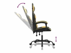 Clicnbuy Silla Gaming|Silla gaming cuero sintético y dorado