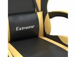 Clicnbuy Silla Gaming|Silla gaming cuero sintético y dorado