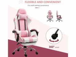 DripeX Silla Gaming|Silla Gaming de Cuero, con Reposapiés reposacabezas cojín lumbar, altura ajustable, ergonómica, 64x67x119/127cm